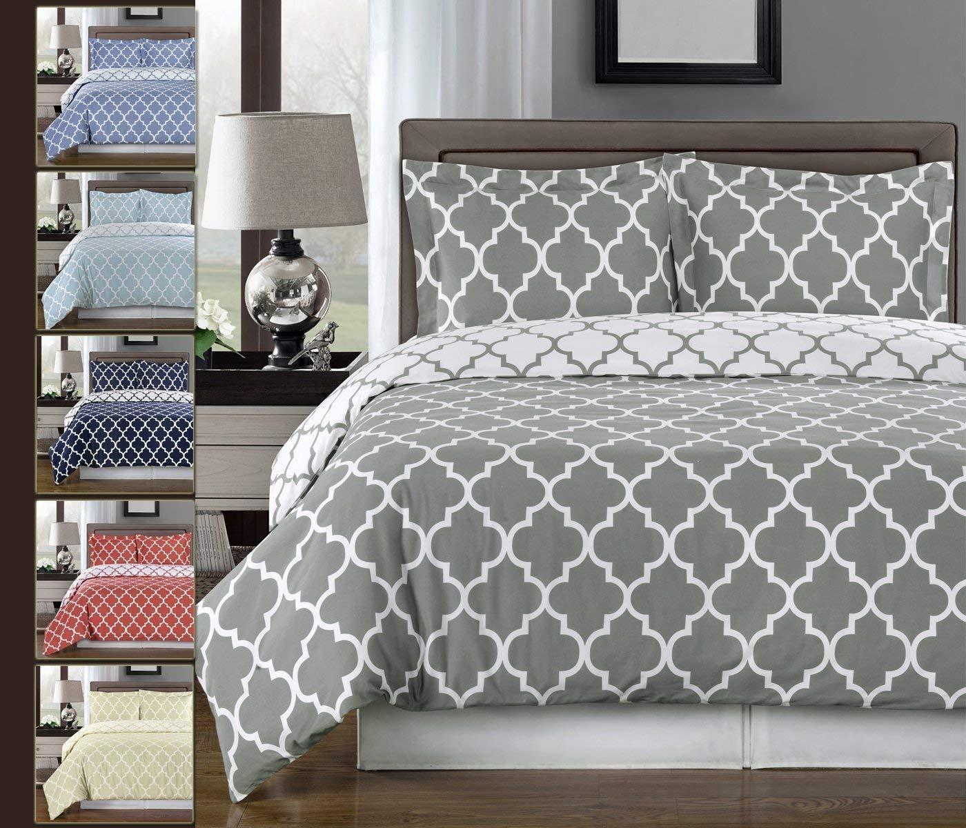 3-piece White Duvet-Cover-Set, 100 % Cotton