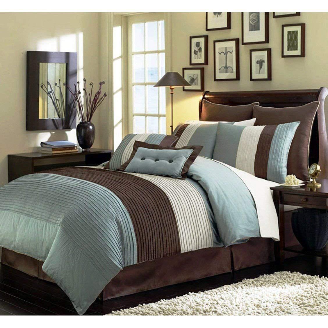 8-Piece Luxury Stripe Comforter Duvet Cover