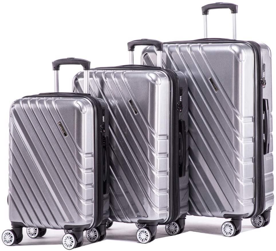 Expandable Luggage Sets 3 pieces Spinner Luggage set with TSA lock Suitcase Set 3pcs