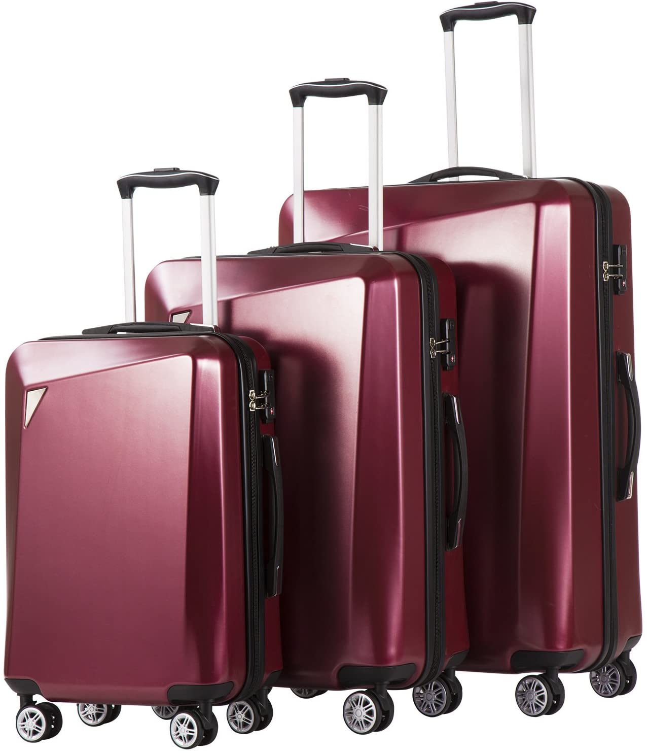 Luggage 3 Piece Sets PC+ABS Spinner Suitcase