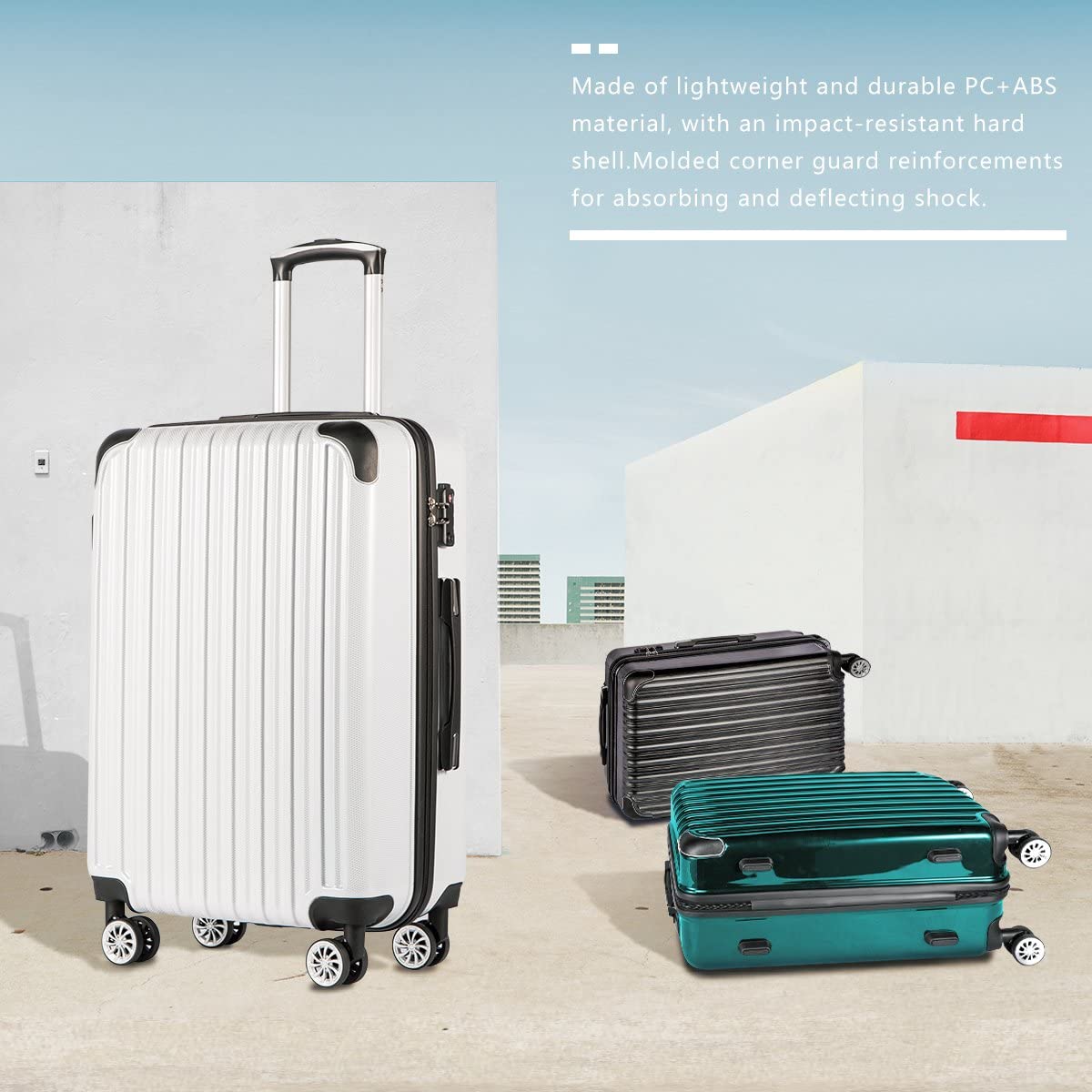 Luggage Expandable 3 Piece Sets PC+ABS Spinner Suitcase