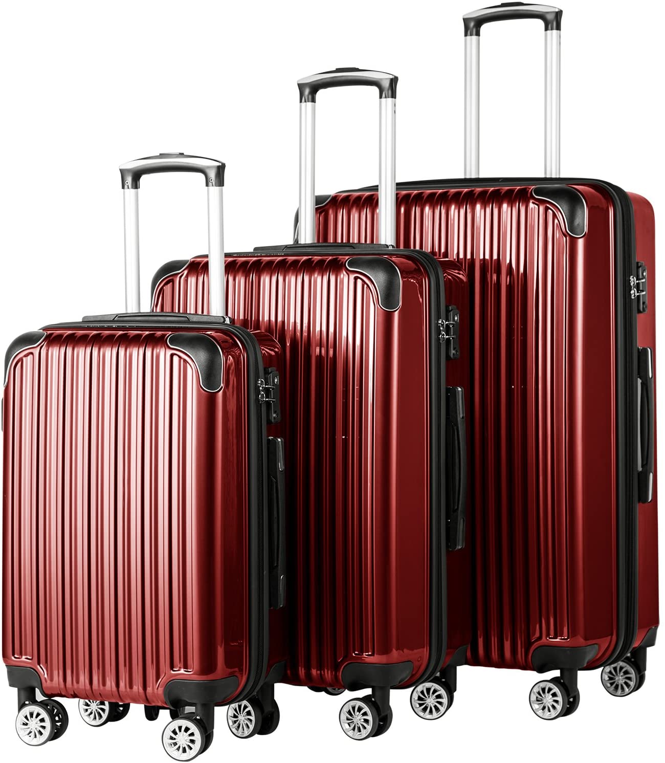 Luggage Expandable 3 Piece Sets PC+ABS Spinner Suitcase