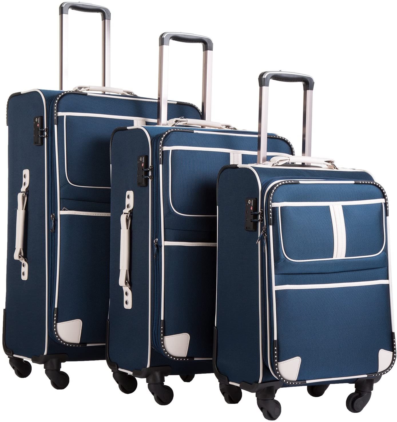 Luggage 3 Piece Set Suitcase with TSA lock pinner softshell