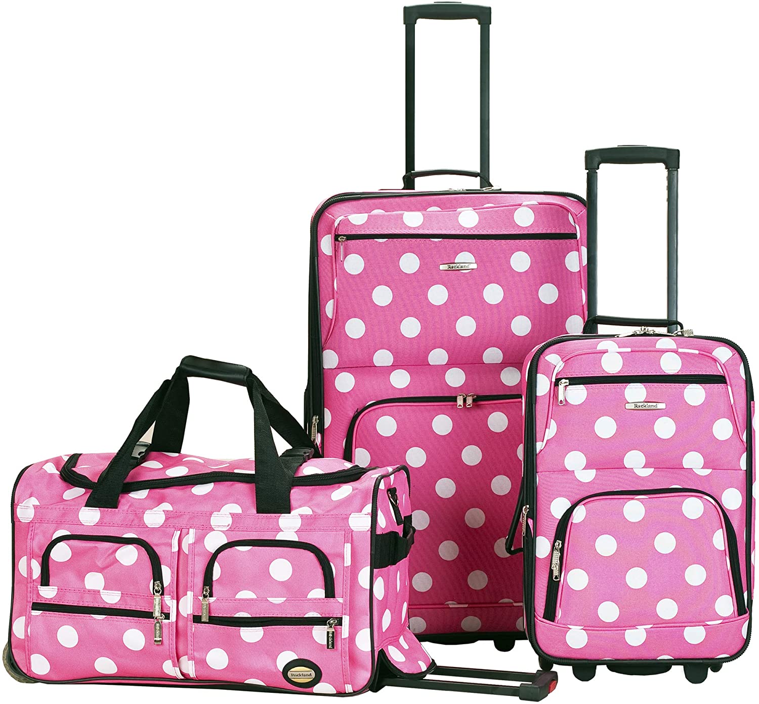 3-Piece Upright Luggage Set, Pink Leopard
