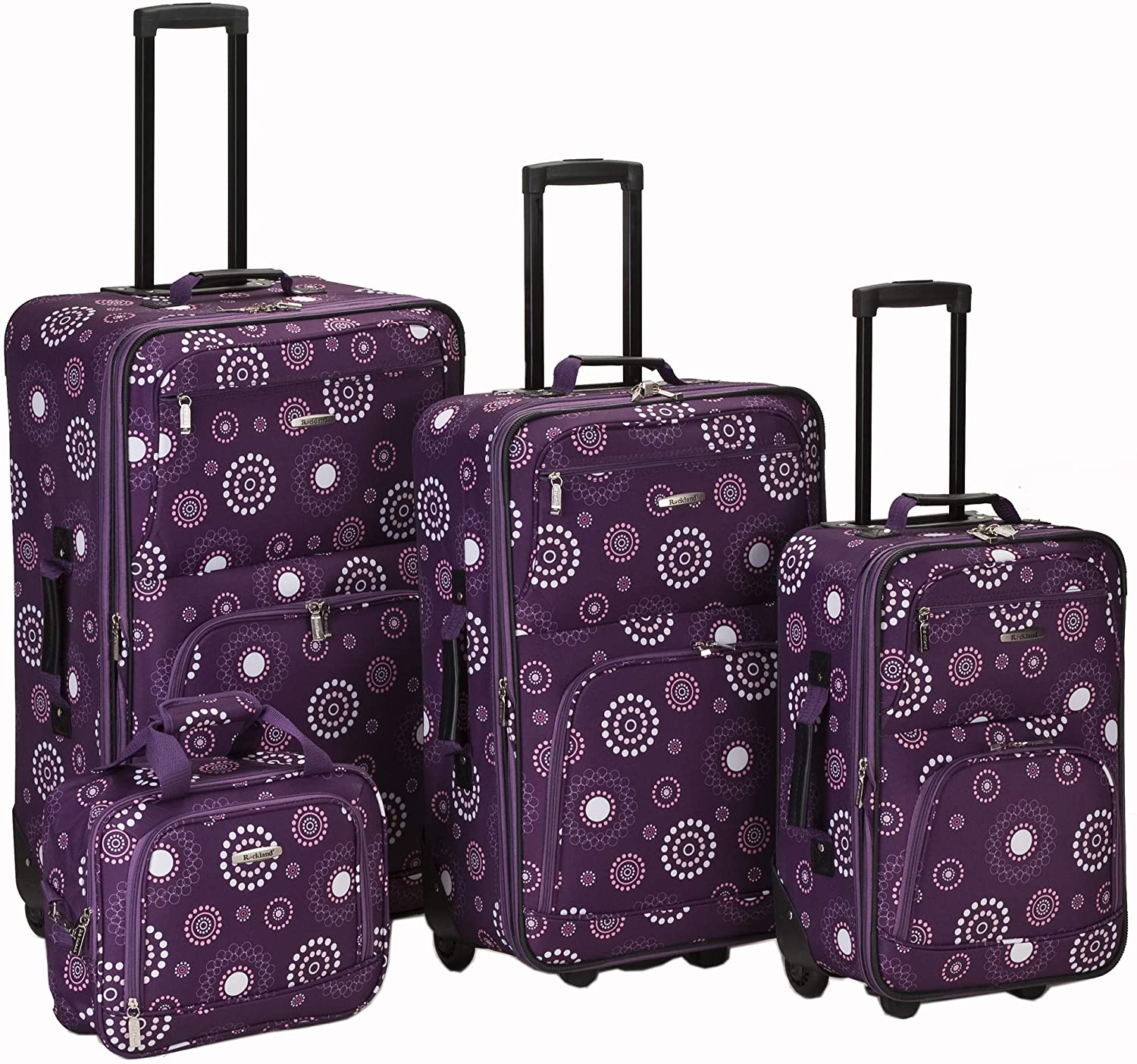 4-Piece Softside Upright Luggage Set, Pink Bandana