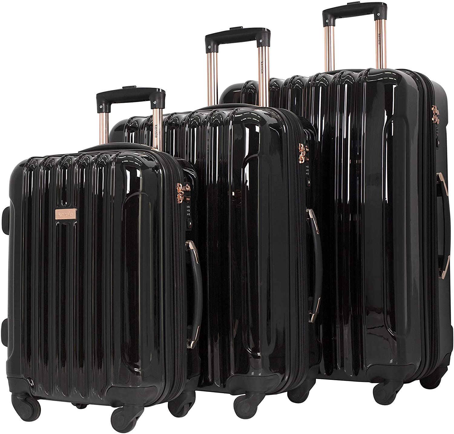 3 Piece  Light Metallic Style TSA-Lock Spinner Luggage Set