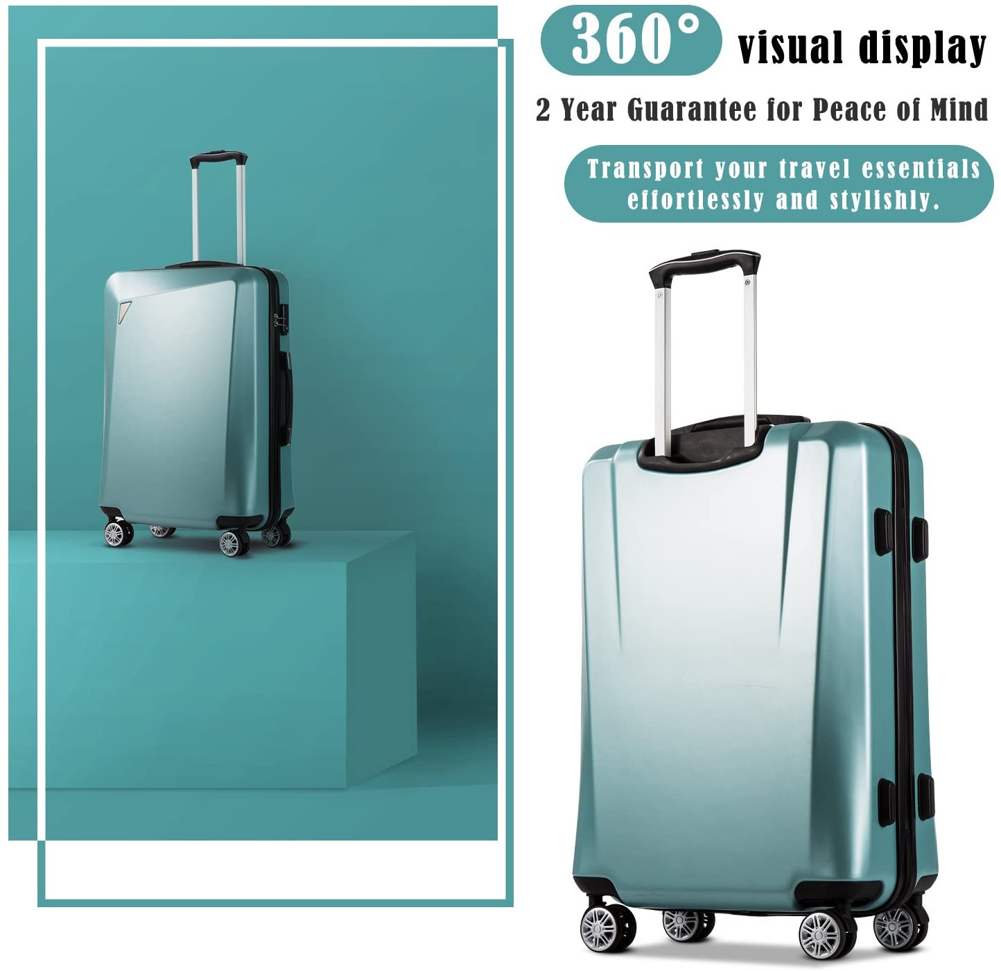 Luggage 3 Piece Sets PC+ABS Spinner Suitcase