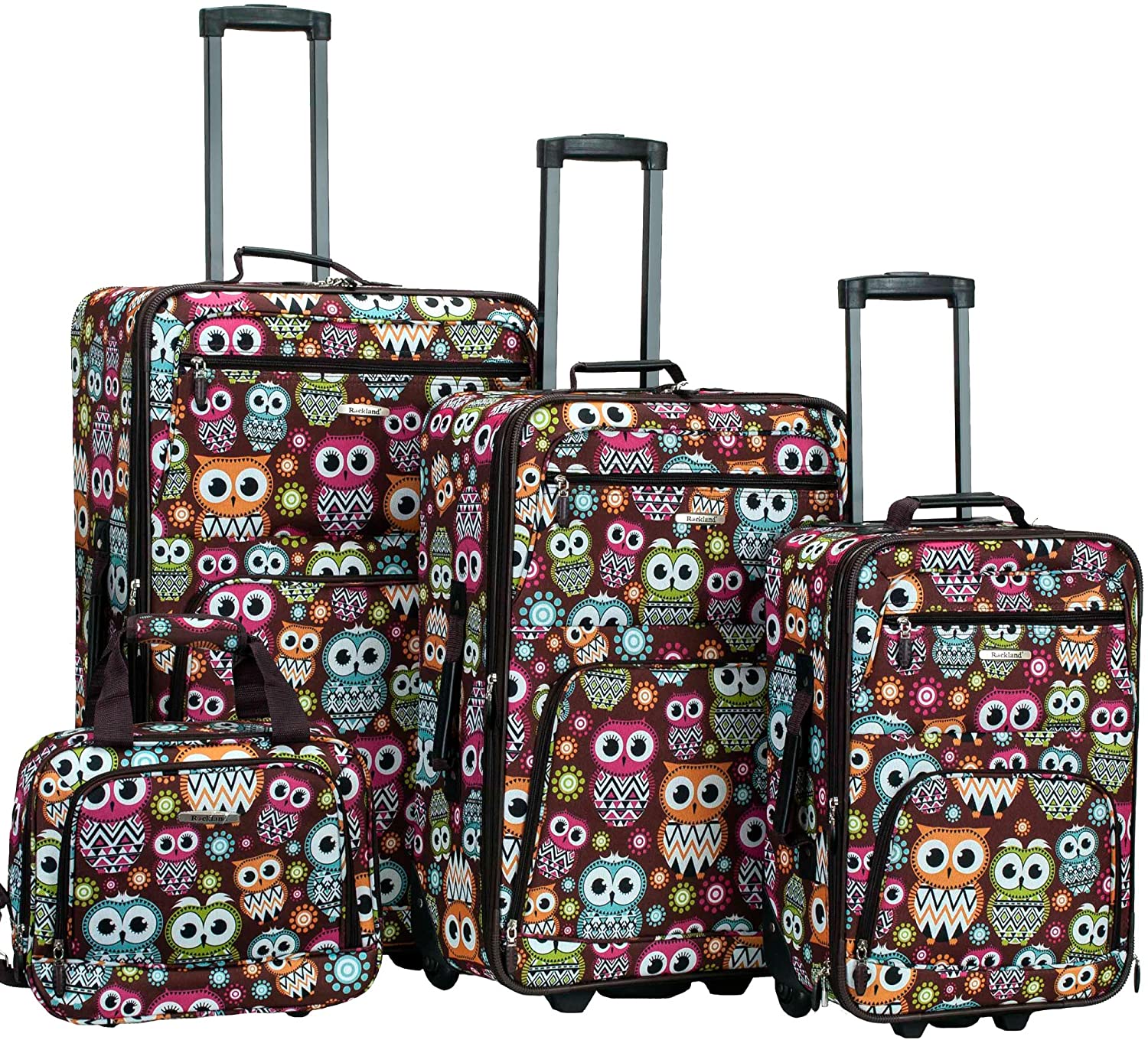 Luggage Collection - 4 Piece Softside Expandable Lightweight Spinner Suitcase Set