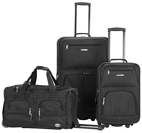 3-Piece Upright Luggage Set, Pink Leopard