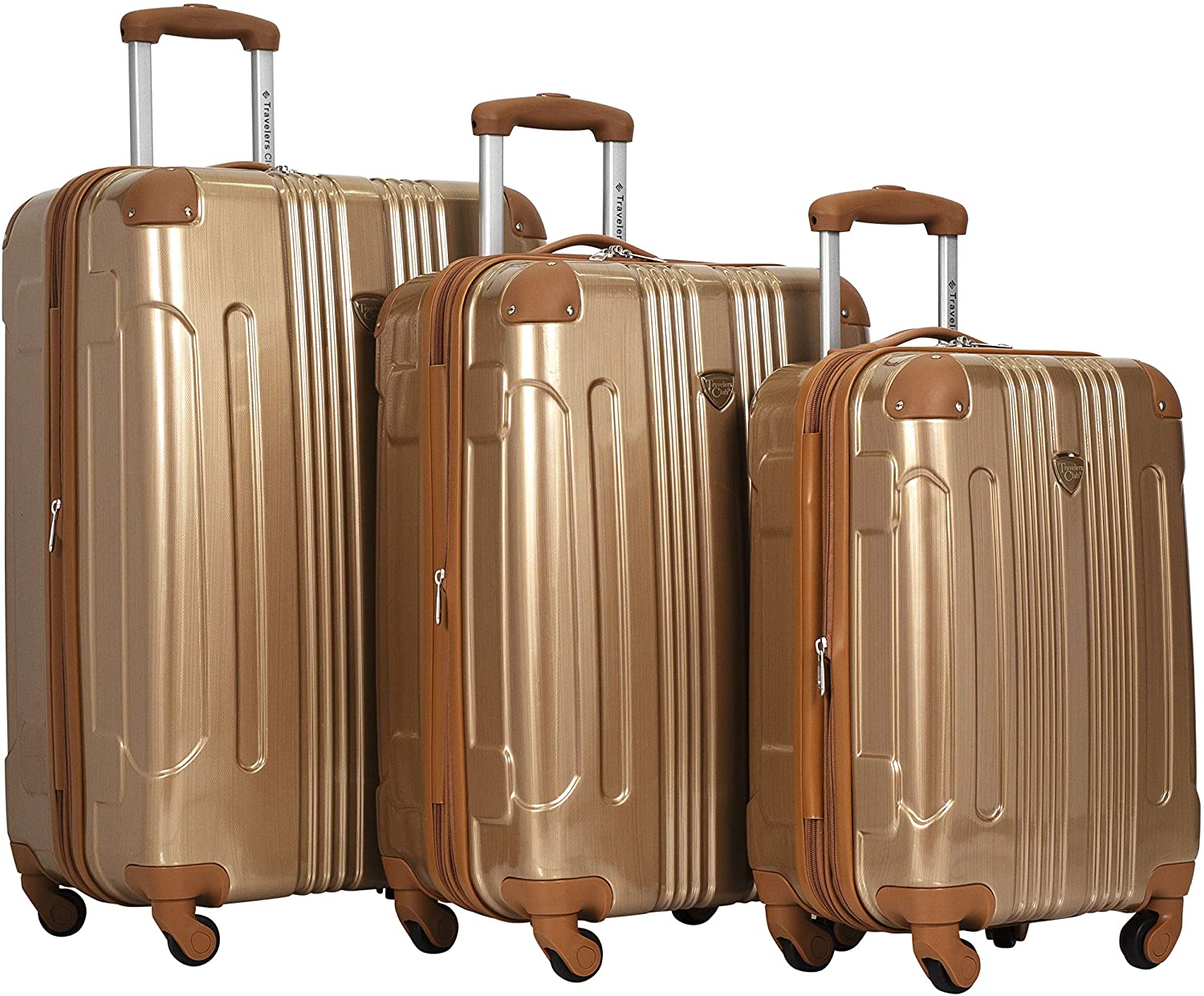 Travelers Club Polaris Met Hardside Exp Spin Lug, Copper - 3 Piece Set