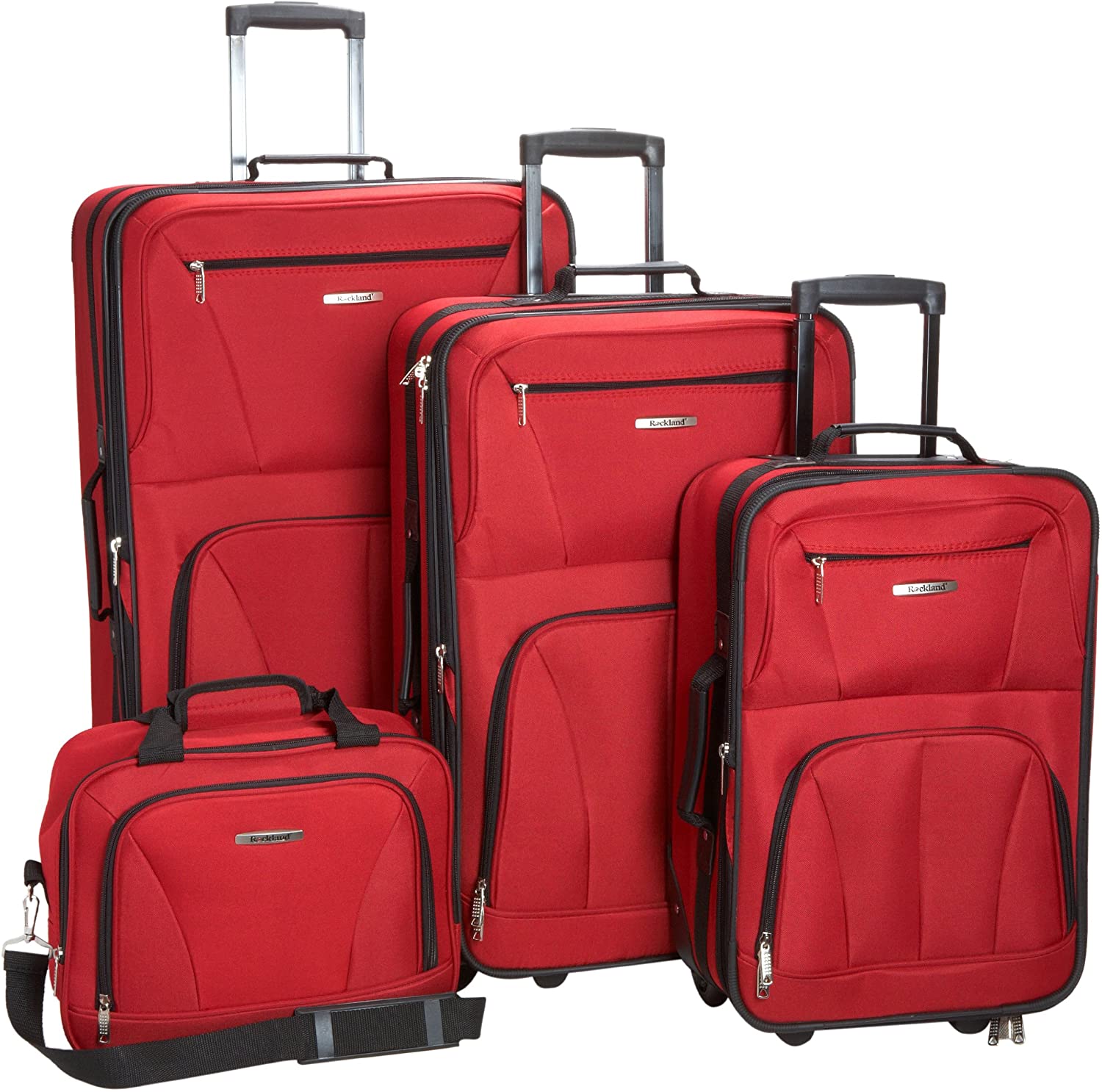Softside Upright Luggage Set, Red, 4-Piece