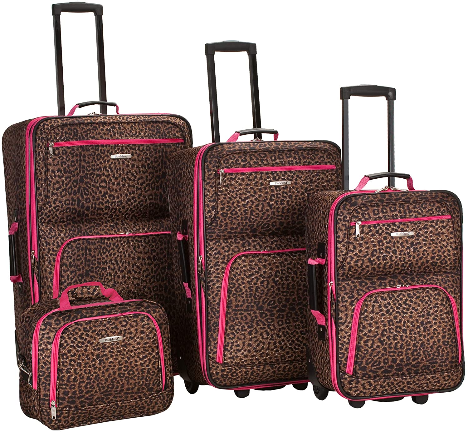 Luggage Collection - 4 Piece Softside Expandable Lightweight Spinner Suitcase Set