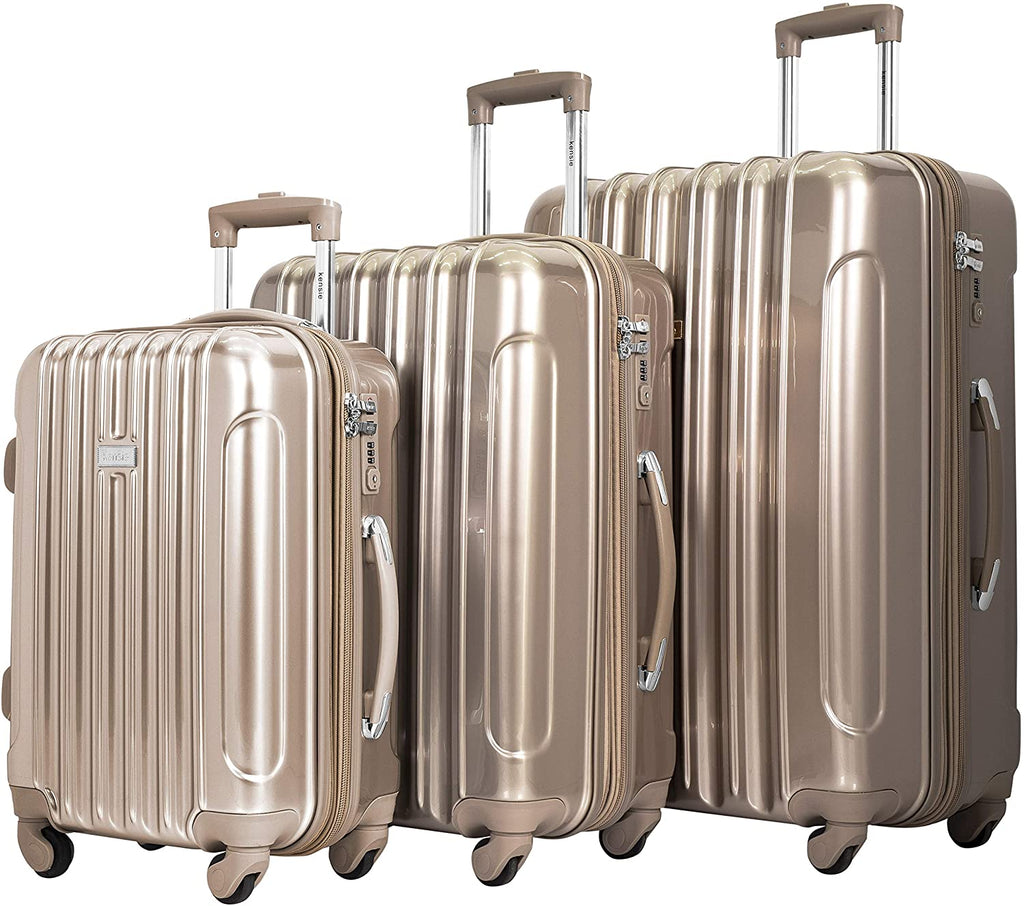3 Piece  Light Metallic Style TSA-Lock Spinner Luggage Set