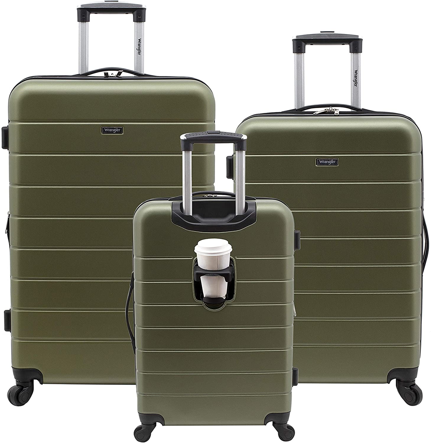 Hardside with USB Charging Port, Olive Green, 3 Piece Set