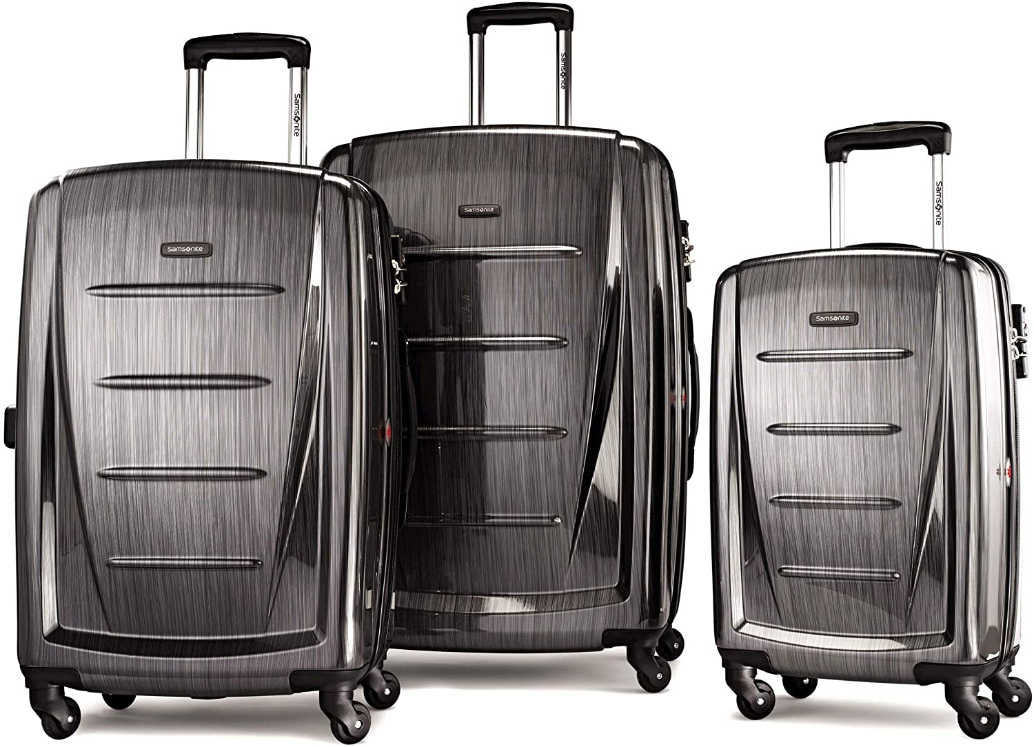 Hardside Expandable Luggage with Spinner Wheels, Charcoal, 3-Piece Set