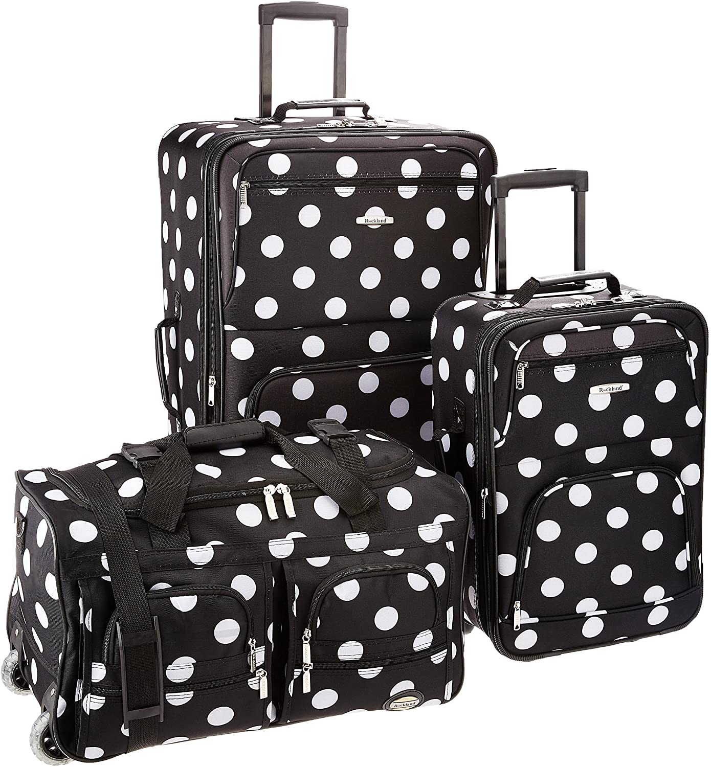 3-Piece Upright Luggage Set, Pink Leopard