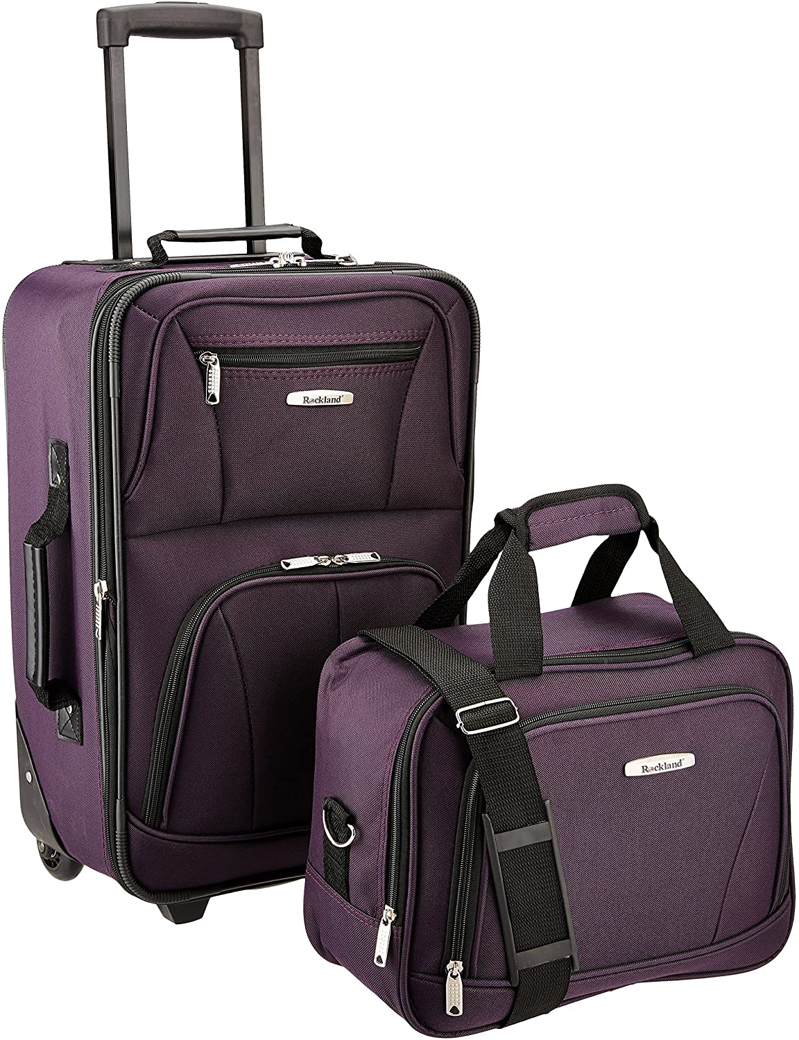 Fashion Softside Upright Luggage Set, Purple, 2-Piece