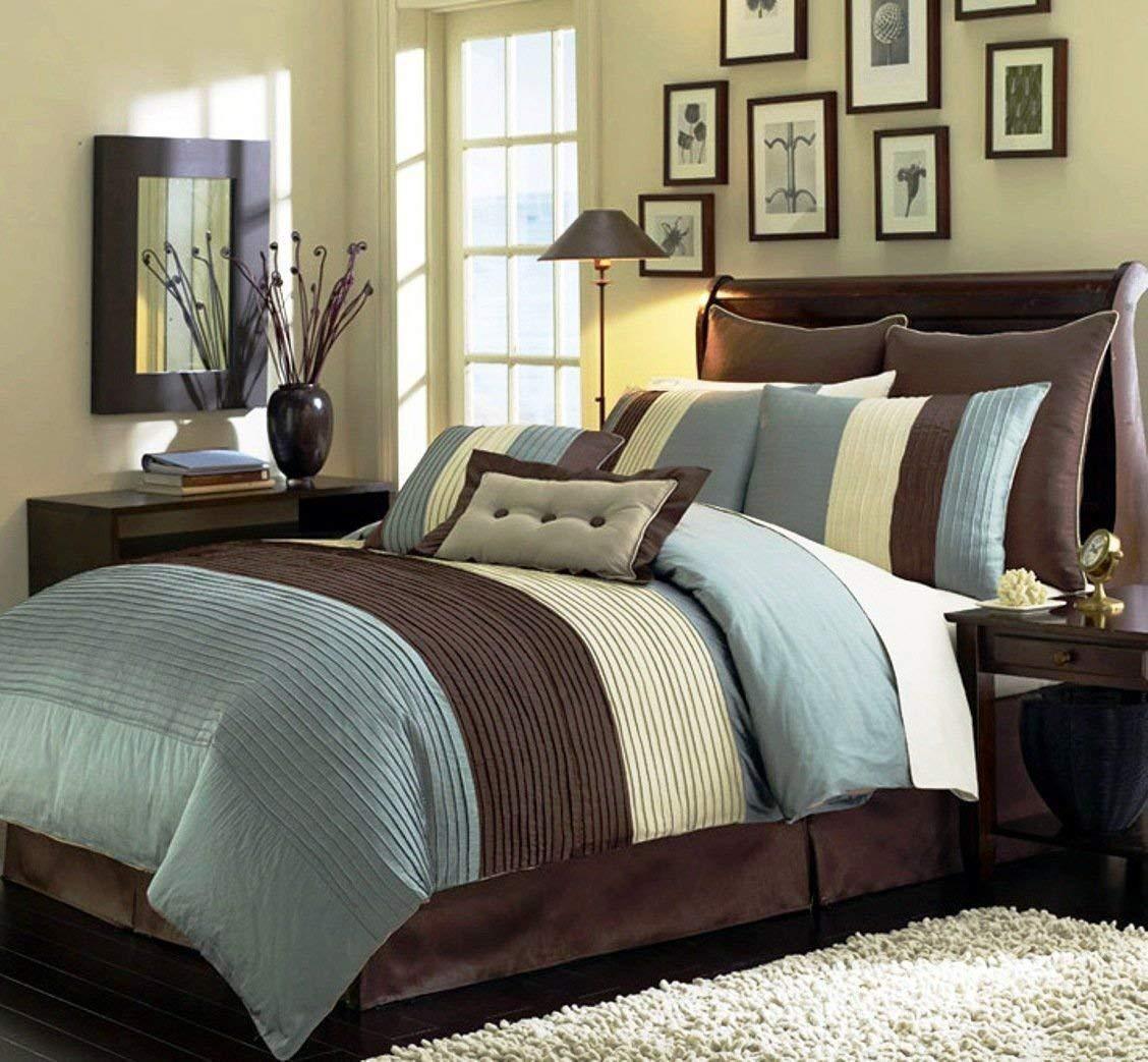 8-Piece Luxury Stripe Comforter Duvet Cover