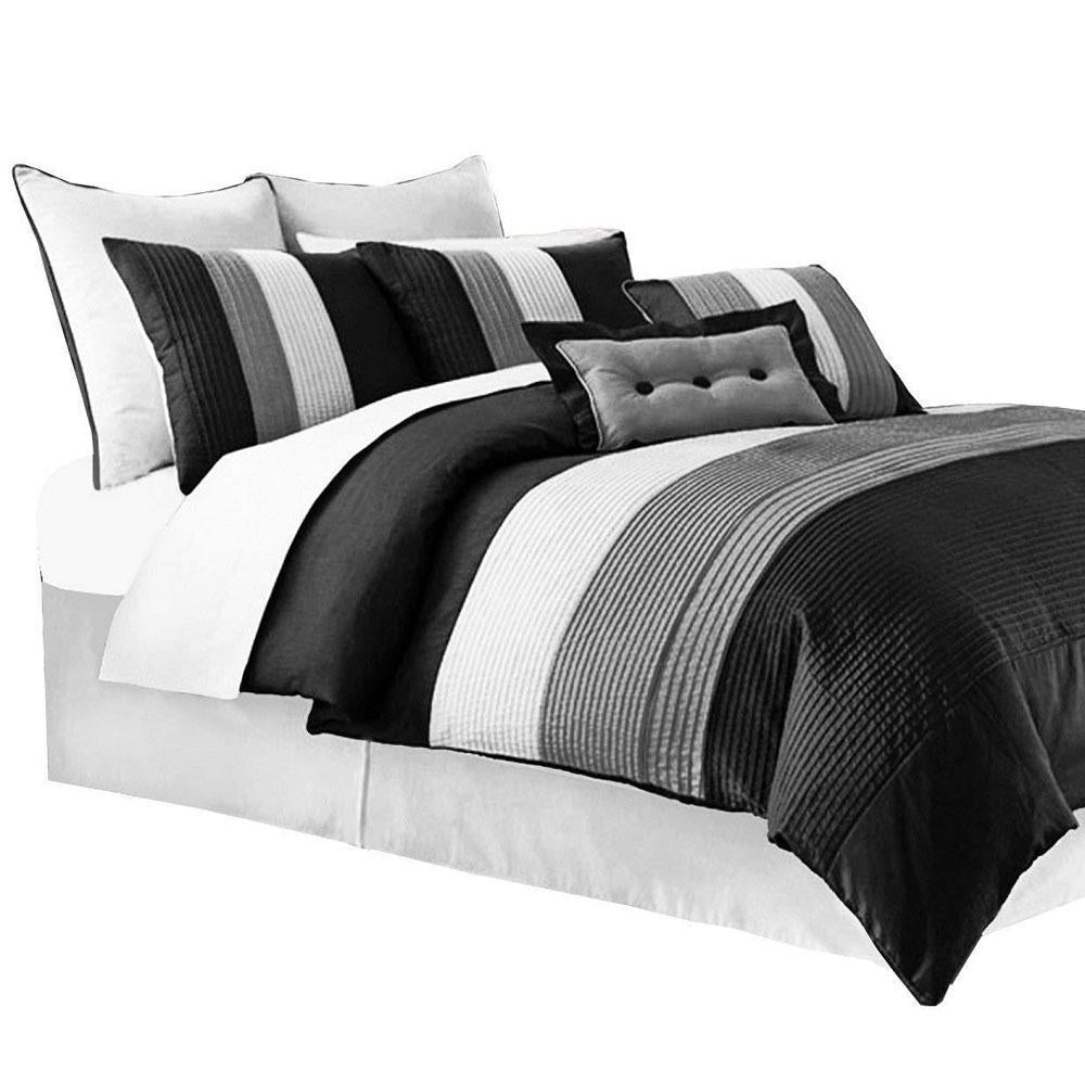 8-Piece Luxury Stripe Comforter Duvet Cover